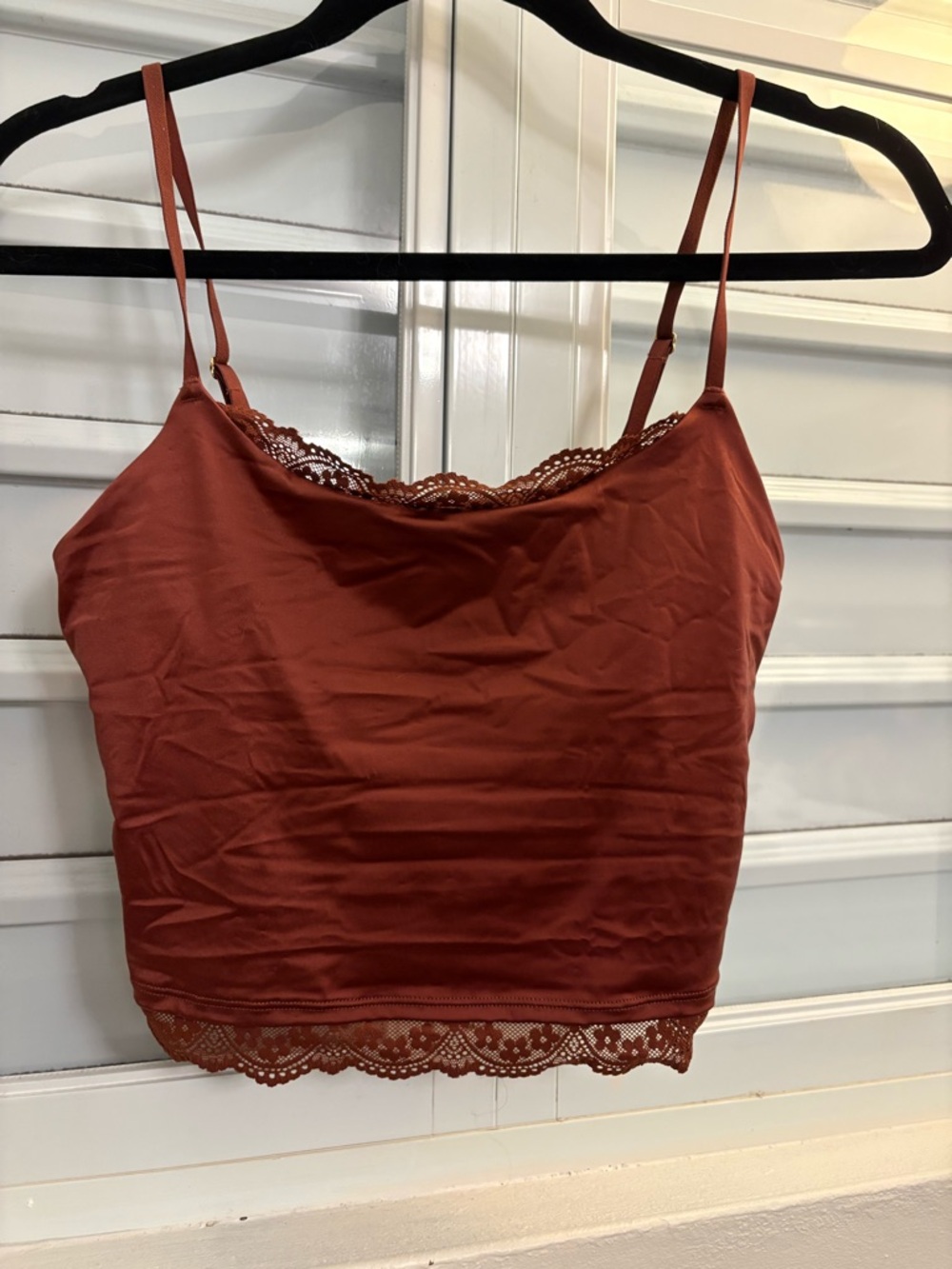 Aerie Lace-Trim Satin bralette cami — Rust